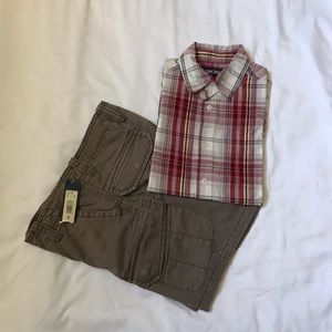 NWT Cherokee boys plaid shirt size M